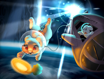 ambiguous_gender anthro armor astronaut bodily_fluids buckteeth carrot duo ejaculation eyebrows female floating food genital_fluids genitals glowing grey_body headgear headgear_only heart_eyes heart_symbol helmet helmet_only looking_at_another looking_at_food looking_at_object open_mouth open_window orbit pawpads planet plant rocket_ship space space_helmet spacecraft sun tan_body teeth text tongue tongue_out vaginal_fluids vaginal_squirting vegetable vehicle vulva window worried young young_ambiguous young_anthro furnut over_the_moon bungee_(over_the_moon) lagomorph leporid mammal rabbit 2020 english_text hi_res
