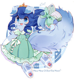 3_toes accessory alternative_fashion anthro biped blue_body blue_eyes blue_fur blue_hair book bow_(feature) bow_accessory bow_ribbon clothed clothing crown dress feet female footwear fur furgonomics hair headgear high_heels hime_lolita hindpaw j-fashion lolita_(fashion) open_mouth pawpads paws pumps ribbons shoes simple_background solo tail tail_accessory tail_bow tail_ribbon tiara toes tongue chikorita_moon konami toei_animation yu-gi-oh! fairy_tail-rella canid canine duel_monster fairy_tail_(archetype) mammal 2018 hi_res