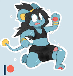 anthro anthrofied balls big_balls big_bulge biped bodily_fluids bottomwear bulge clothed clothing dripping erection genitals hair jogging male musk open_mouth pawpads paws penis penis_poking_out penis_through_leghole pokemorph running shirt shorts simple_background solo sweat sweaty_balls sweaty_genitalia sweaty_penis topwear backsash nintendo pokemon felid generation_4_pokemon luxio mammal pokemon_(species) 2018 digital_media_(artwork) hi_res