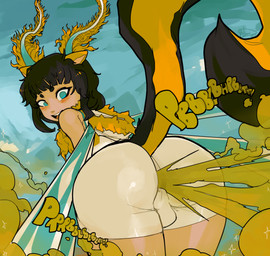 antennae_(anatomy) back_wings bangs bent_over black_hair black_tail blue_eyes blush blush_lines bottomwear bulge butt clothed clothed_humanoid clothed_male clothing detailed_bulge eyelashes fart fart_cloud fart_fetish femboy fluffy_antennae green_fart_cloud green_text hair hoodie insect_wings lepidopteran_wings long_hair looking_back male male_farting male_humanoid multicolored_antennae multicolored_hoodie onomatopoeia open_mouth open_smile orange_antennae orange_clothing orange_ears orange_hoodie orange_tail orange_topwear pink_inner_ear pink_tongue rear_view ruff shorts smile solo sound_effects spandex spandex_shorts tail tan_bottomwear tan_clothing tan_hoodie tan_shorts tan_topwear tan_wings teal_antennae teal_wings teeth text tight_bottomwear tight_clothing tight_shorts tongue topwear two_tone_antennae two_tone_tail two_tone_wings wings usagaijin actia_(usagaijin) animal_humanoid arthropod arthropod_humanoid humanoid hybrid insect insect_humanoid lepidopteran lepidopteran_humanoid mammal mammal_humanoid mephitid mephitid_humanoid moth_humanoid skunk_humanoid 2021 english_text hi_res
