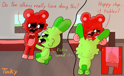 anthro bed bedroom bedroom_eyes blush blush_lines bodily_fluids butt cunnilingus deep_cunnilingus duo ears_up eyes_closed female female/female fence fur furniture genital_fluids genitals green_body green_fur half-closed_eyes heart_symbol holding_both_ears holding_each_other inside internal internal_vaginal jewelry kneeling narrowed_eyes necklace open_mouth oral pawpads paws penetration red_body red_fur saliva seductive sex sweat sweatdrop tail tears tears_of_pleasure text tongue tongue_out tongue_penetration vaginal vaginal_fluids vulva window tinky mob_entertainment poppy_playtime smiling_critters bobby_bearhug hoppy_hopscotch bear lagomorph leporid mammal rabbit absurd_res comic hi_res