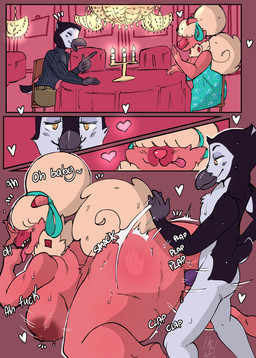 all_fours ambiguous_penetration anthro anthro_on_anthro anthro_penetrated anthro_penetrating anthro_penetrating_anthro anthrofied areola beehive_(hairstyle) big_breasts big_butt black_body black_feathers bouncing_breasts breasts butt clapping clothed clothing contact_onomatopoeia curvy_figure date dialogue different_sound_effects doggystyle dress duo erection eyes_closed feathers female female_penetrated from_behind_position fully_clothed fur hair hair_over_eyes half-closed_eyes huge_butt impact_onomatopoeia looking_at_another looking_at_partner male male/female male_penetrating male_penetrating_female narrowed_eyes nipples nude onomatopoeia penetration plap pokemorph red_areola red_body red_fur red_nipples sex sharp_teeth sitting smack_(sound_effect) sound_effects spank_marks teeth text tongue voluptuous white_body white_feathers wide_hips yellow_eyes kyaramerucocoa nintendo pokemon fan_character napoleon_(underscore-b) tuesday_(kyaramerucocoa) avian bird canid generation_7_pokemon mammal penguin pokemon_(species) rockruff 2020 absurd_res english_text hi_res multiple_scenes