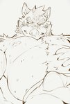 anthro balls_outline biped blush bulge clothing detailed_bulge genital_outline kemono male male_anthro overweight overweight_male simple_background solo underwear heylaw21 knights_college hermann_(knights_college) mammal suid suine sus_(pig) wild_boar 2025 hi_res