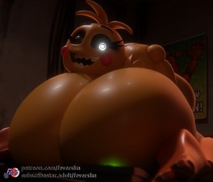 big_breasts big_butt breasts butt eyebrows eyelashes feet female glistening glistening_butt huge_butt looking_at_viewer looking_back looking_back_at_viewer machine one_eye_closed open_mouth orange_feet sharp_teeth solo tail teeth text toes yellow_body feversfm jams3d_(modeler) mipsmiyu_(modeler) five_nights_at_freddy's five_nights_at_freddy's_2 scottgames lovetaste_chica toy_chica_(fnaf) humanoid robot 2026 3d_(artwork) digital_media_(artwork) hi_res url