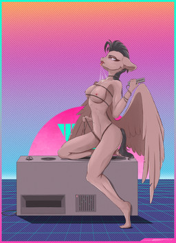 anthro bodily_fluids breasts cord drooling female improvised_sex_toy looking_pleasured masturbation nipples nude open_mouth plantigrade saliva saliva_string solo speaker synthwave tongue tongue_out wings skitsniga hasbro my_little_pony mythology fan_character equid equine mammal mythological_creature mythological_equine pegasus absurd_res hi_res
