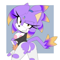 anthro anus areola big_breasts black_nose blue_background blush border bottomwear breasts butt clothing dipstick_tail eyelashes female flashing flashing_breasts forehead_gem fur gem grey_clothing grey_topwear looking_at_viewer looking_back looking_back_at_viewer markings nipples pants pink_areola pink_nipples purple_body purple_fur pusys simple_background smile smug solo tail tail_markings thick_thighs topwear torn_bottomwear torn_clothing torn_pants white_body white_border white_bottomwear white_clothing white_fur white_pants wide_hips yellow_eyes hezaoni sega sonic_the_hedgehog_(series) blaze_the_cat domestic_cat felid feline felis mammal 1:1 absurd_res hi_res