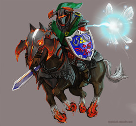 ambiguous_gender bridle cosplay fairy_dust feral group horseback male melee_weapon mount quadruped reins riding saddle shield sword tail weapon unknown_artist dota nintendo ocarina_of_time the_legend_of_zelda valve valve_corporation chaos_knight io_the_wisp link navi equid equine fairy horse humanoid mammal