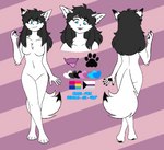 anthro bisexual_pride_colors black_hair black_nose black_pawpads blue_eyes breasts demisexual_pride_colors featureless_breasts featureless_crotch female fluffy fluffy_tail fur glistening glistening_eyes hair humanoid_hands inner_ear_fluff lgbt_pride nude pansexual_pride_colors pawpads pink_tongue plantigrade pride_colors small_nose solo tail tongue tuft white_body white_fur winter_pelt lemonpuff june_(timmy_rap_1o1) arctic_fox canid canine fox mammal true_fox digital_media_(artwork) hi_res model_sheet