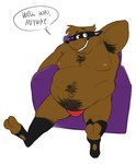 anthro belly big_belly brown_body clothing furniture male mask moobs navel nipples overweight overweight_male sitting sofa solo text underwear swarentaiger adventures_of_sonic_the_hedgehog sega sonic_the_hedgehog_(series) captain_rescue_(character) mammal procyonid raccoon 2024 english_text hi_res