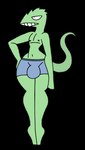 anthro bottomwear bulge clothing femboy hand_on_hip male navel nipples shorts showing_teeth solo thick_thighs wide_hips thatdawgmurray filmcow tricorn_lord_of_fate sexy_lizard_man lizard reptile scalie alpha_channel