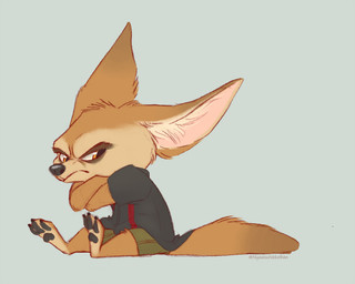 anthro black_nose bottomwear brown_body brown_eyes brown_fur clothed clothing crossed_arms fully_clothed fur grumpy inner_ear_fluff male pawpads shirt shorts simple_background sitting solo tan_body tan_fur topwear tuft nyaasu disney zootopia finnick_(zootopia) canid canine fennec_fox fox mammal true_fox 2019