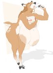 anthro areola big_breasts breasts brown_body brown_fur brown_hair buckteeth eating eyes_closed female fur hair hooves huge_breasts icing markings nipples nude open_mouth sagging_breasts solo spots spotted_body spotted_fur spotted_markings tan_areola tan_body tan_fur tan_nipples tan_spots teeth dullvivid fiona_fawnbags_(dullvivid) deer mammal new_world_deer white-tailed_deer hi_res