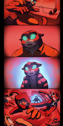 anthro bodysuit breasts clothing dialogue duo female fight flashback fur grey_body grey_fur group hat headgear headwear hood interrogation_room jewelry jumpsuit markings muscular muscular_anthro muscular_female orange_body orange_fur pink_nose police police_officer police_uniform prison_uniform prisoner skinsuit speech_bubble spots spotted_body spotted_fur text tight_clothing uniform baban chilllum dreamworks the_bad_guys diane_foxington kitty_kat_(the_bad_guys) canid canine felid fox human mammal pantherine snow_leopard absurd_res comic english_text hi_res