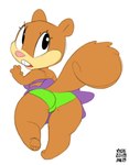 anthro archived_source biped breasts brown_body brown_fur buckteeth butt clothed clothing female fur looking_back mammal nickelodeon open_mouth rodent sandy_cheeks sciurid simple_background solo spongebob_squarepants teeth tree_squirrel white_background xylas