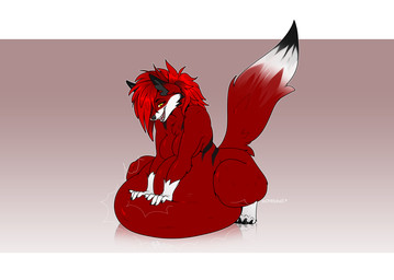 anthro black_stripes female fur hair long_tail male male_pred red_body red_fur red_hair solo stripes tail vore yellow_eyes cmitchell ira_(ira_the_carnivore) canid canine fox mammal hi_res
