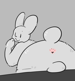 anthro anus backsack balls butt genitals hand_on_face looking_at_viewer looking_back looking_back_at_viewer male paws rear_view solo white_body lspagf lagomorph leporid mammal rabbit absurd_res hi_res