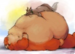 3_fingers 3_toes anthro antlers arm_tuft belly belly_hug bestiality big_belly brown_body brown_fur cuddling duo eyes_closed feet feral fingers fur horn hug male male/male male_on_bottom male_on_top morbidly_obese multicolored_body multicolored_fur neck_tuft nude obese obese_male on_bottom on_top on_top_of orange_body orange_fur overweight overweight_male pink_nose pinned scarf simple_background size_difference squish tail tan_body tan_fur toes tuft two_tone_body two_tone_fur whiskers white_background white_body white_fur featherhead asian_mythology east_asian_mythology mythology bazz nixx_(character) dragon eastern_dragon furred_dragon furred_scalie mythological_creature mythological_scalie reptile scalie 2011