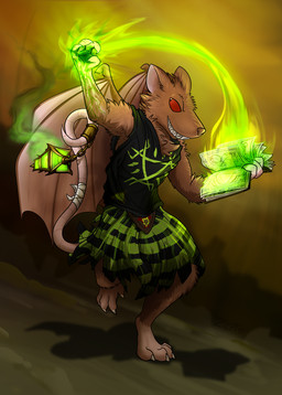 accessory bandage book brown_body brown_fur claws clothing fur furgonomics glowing green_smoke holding_book holding_object lamp lantern magic magic_user male membrane_(anatomy) membranous_wings red_eyes shadow simple_background smoke solo spellbook tail tail_accessory wings pankallisti warhammer_(franchise) warhammer_fantasy mammal rodent skaven 2019 hi_res signature