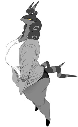 anthro big_breasts biped bottomwear breasts clothed clothing female looking_at_viewer mouth_closed mouthless orange_sclera side_view simple_background solo tail topwear underwear white_background meckmeck00124 nintendo pokemon generation_5_pokemon pokemon_(species) scolipede absurd_res hi_res