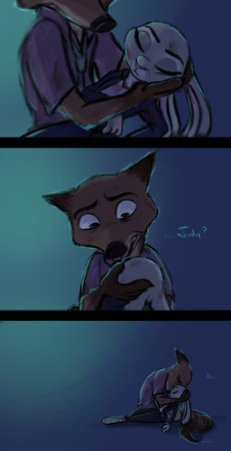 anthro bad_end clothed clothed_anthro clothed_female clothed_male clothing death duo female fur grey_body grey_fur male mourning orange_body orange_fur pointy_ears poisoned rabbit_ears sad kungfufreak07 disney zootopia judy_hopps nick_wilde canid canine european_rabbit fox lagomorph leporid mammal oryctolagus rabbit red_fox true_fox absurd_res comic hi_res