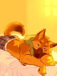 2011 anthro back beauty_mark bed bed_sheet biceps bipedal black_nose boxers brown_claws brown_eyebrows brown_fur brown_markings brown_pawpads canine claws clothing digital_media_(art) dog ear_fluff facial_markings front_view fur hair half-length_portrait licking looking_at_viewer lying male markings muscles neck_ruff on_stomach orange_eyes orange_fur orange_hair orange_theme pink_tongue plaid plain_background pointy_ears pose rossciaco seductive shorts signature solo tail_button_bottoms three-quarter_view tongue tongue_out topless underwear warm_colors window yellow_background
Rating: Safe
Score: 12
User: furmann
Date: October 07, 2013