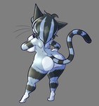 anthro big_butt breasts butt female grey_background hair nipples nude rear_view simple_background solo standing thick_thighs wide_hips outletdraws animal_crossing nintendo lolly_(animal_crossing) domestic_cat felid feline felis mammal