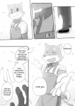 anthro canid canine canis clothing comic cotton_(artist) dialogue domestic_dog english_text fur male mammal monochrome natsume_(tooboe_bookmark) text tooboe_bookmark