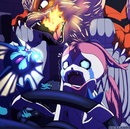 bodily_fluids car car_interior car_seat crying driving female feral fight fire group humor male male/female steering_wheel tears vehicle water backlash91 conditional_dnp nintendo pokemon arcanine eeveelution generation_1_pokemon generation_6_pokemon pokemon_(species) sylveon vaporeon hi_res