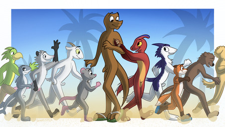 2_penises 2_toes 3_toes 4_fingers age_difference animal_genitalia animal_penis anthro balls barefoot biped black_eyes blue_background border brown_balls brown_body brown_fur brown_genitals brown_penis casual_nudity claws clothing countershade_balls countershade_crotch countershade_face countershade_feathers countershade_fur countershade_genitalia countershade_legs countershade_neck countershade_penis countershade_torso countershading dipstick_tail dust_cloud eyes_closed feathers feet female finger_claws fingers flaccid flip_flops footwear footwear_only foreskin fur fur_markings genitals gesture gloves_(marking) green_body green_feathers grey_body grey_fur group hemipenes humanoid_genitalia humanoid_penis looking_at_another male markings mostly_nude mostly_nude_anthro mostly_nude_male multi_genitalia multi_penis no_irises nude nude_anthro nude_female nude_male older_anthro older_male open_mouth palm_tree penis pink_balls pink_genitals pink_nose pink_penis plant plantigrade red_body running sandals scaled_legs shoes silhouette simple_background snout standing tail tail_feathers tail_markings text toe_claws toes tree wave white_balls white_body white_border white_fur white_genitals white_penis white_sclera yellow_body yellow_fur yellow_sclera young young_anthro young_female young_male younger_anthro younger_female younger_male samareck bassil_mccarson american_opossum avian bird_dog bovid canid canine canis caprine dinosaur domestic_dog fish fox goat golden_retriever hadrosaurid hunting_dog komodo_dragon lizard mammal marine marsupial monitor_lizard murid murine ornithischian ornithopod parasaurolophus prehistoric_species rat reptile retriever rodent scalie sergal shark virginia_opossum 2022 absurd_res dated digital_media_(artwork) hi_res signature