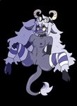 choker clothing dark_body dark_skin female flat_chested footwear freckles hair hooves horn jewelry legwear long_hair necklace purple_body purple_hair socks solo thigh_highs tights pancakebatter horns_and_hooves demon horned_humanoid humanoid tiefling absurd_res hi_res