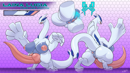anthro anus big_breasts big_butt big_penis breasts butt erection genitals herm huge_breasts huge_butt huge_penis hyper hyper_genitalia hyper_penis intersex knot knotted_penis penis solo vulva sajik nintendo pokemon laina_lugia generation_2_pokemon legendary_pokemon lugia pokemon_(species) 16:9 hi_res model_sheet widescreen