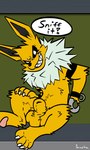 animal_genitalia anthro balls evil_grin genitals hook hook_hand male sheath smile solo conditional_dnp pawsta game_boy game_boy_family nintendo pokemon juggernaut_(pawsta) eeveelution generation_1_pokemon jolteon pokemon_(species) hi_res