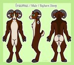 anthro bovid_horn brown_body brown_fur butt caprine_horn cloven_hooves featureless_crotch fingers fur green_background green_eyes green_text grey_hooves grey_horn hooved_fingers hooves horn male nude outline ram_horn scut_tail short_tail simple_background smile snout solo standing tail text unguligrade white_body white_fur white_outline cloudpie conditional_dnp bighorn_sheep bovid caprine mammal sheep 2020 character_name clip_studio_paint_(artwork) digital_drawing_(artwork) digital_media_(artwork) english_text flat_colors hi_res model_sheet