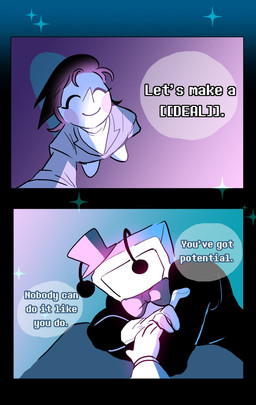 blush clothing dialogue duo electronics for_a_head hair hat headgear headwear male not_furry screen screen_face simple_background speech_bubble television text spmtnlove deltarune undertale_(series) spamton_g._spamton tenna_(deltarune) addison_(deltarune) darkner humanoid object_head screen_head tv_head comic digital_media_(artwork) hi_res