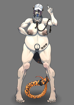 abs areola baseball_cap big_breasts biped blue_tongue breasts clothing collar colored_nails electronics erect_nipples feet female female_humanoid gesture green_eyes hair hand_gesture hand_on_hip hat headgear headphones headwear humanoid_feet looking_at_viewer middle_finger muscular muscular_female nails navel navel_piercing nipple_piercing nipples nude outie_navel piercing plantigrade pregnancy_tally pregnant pregnant_female pregnant_humanoid purple_hair sharp_teeth solo tail tattoo teeth tongue tongue_out mnbbnmvcx183025 arknights hypergryph studio_montagne asbestos_(arknights) amphibian amphibian_humanoid animal_humanoid humanoid salamander_humanoid tailed_humanoid 2024 absurd_res hi_res