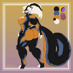 anthro big_butt big_muscles big_pecs butt eyewear female fusion glasses huge_butt huge_pecs muscular pecs solo thick_thighs heikidraws heiki_(heikidraws) canid canine fox hybrid mammal mephitid skunk 1:1 absurd_res hi_res
