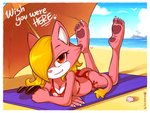 anthro beach bikini claws clothing eyewear feet female grin hindpaw looking_at_viewer paws seashell seaside shell smile solo summer sunglasses swimwear two-piece_swimsuit umbrella wish_you_were_here dsp2003 lalieri sega sonic_the_hedgehog_(series) fan_character raid_the_cat felid feline mammal 2021 4:3 artist_collaboration hi_res signature