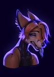 anthro black_nose bodily_fluids hair ingu male max-sutari simple_background solo teeth tongue tongue_out hauringu zan canid canine fox mammal hi_res shaded