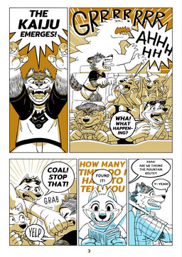 anthro bodily_fluids bottomwear car clothing dialogue eyes_closed eyewear female hand_on_muzzle male one_eye_closed open_mouth screaming seat shirt shorts sunglasses sweat text topwear vehicle young saran_kit godzilla_(series) toho godzilla canid canine canis mammal wolf comic english_text hi_res brother_(lore) brothers_(lore) father_(lore) mother_(lore) parent_(lore) sibling_(lore)