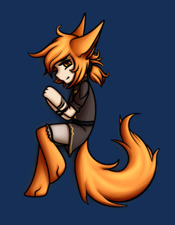 clothing female fluffy fluffy_tail fur glistening glistening_eyes grey_clothing grey_topwear hair light_body light_skin mouth_closed orange_body orange_ears orange_eyes orange_fur orange_hair orange_tail side_view simple_background solo tail topwear transparent_background unsigned bloominglynx humanoid 2019 alpha_channel