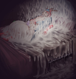 anthro antlers balls bed bedroom big_balls big_balls_small_penis blue_hair bodily_fluids cuddling_plushie cum cum_everywhere disproportionate_genitalia excessive_cum excessive_genital_fluids excessive_precum fur furniture genital_fluids genitals glans green_tail hair horn huge_balls humanoid_genitalia humanoid_penis hyper hyper_balls hyper_cum hyper_genitalia hyper_precum lying male messy nude on_side penis pillow pink_body pink_fur plushie precum precum_everywhere precum_on_bed precum_on_ground precum_puddle purple_penis small_penis solo tail tan_body tan_fur wet_dream gmad habbie canid canine deer hybrid mammal 2026 absurd_res detailed digital_media_(artwork) hi_res