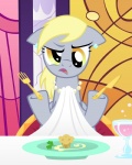 amber_eyes blonde_hair chair cutlery ear_piercing feathered_wings feathers female feral food fork frown fur furniture glass grey_body grey_feathers grey_fur hair jewelry kitchen_utensils knife long_hair looking_at_viewer muffin napkin necklace open_mouth piercing plate solo tongue tools wings yellow_eyes goatanimedatingsim friendship_is_magic hasbro my_little_pony mythology derpy_hooves_(mlp) equid equine mammal mythological_creature mythological_equine pegasus 4:5 absurd_res hi_res