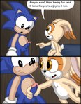 anthro balls bed black_border blue_body blue_fur border dialogue duo female flat_chested fur furniture genitals handjob inside male male/female navel nude penile penis scut_tail sex short_tail tail tan_body tan_fur text young omatic sega sonic_the_hedgehog_(satam) sonic_the_hedgehog_(series) cream_the_rabbit sonic_the_hedgehog eulipotyphlan hedgehog lagomorph leporid mammal rabbit absurd_res comic hi_res