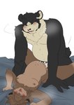 ahegao anthro belly black_body black_fur blush bodily_fluids brown_body brown_fur brown_hair cum cum_in_pussy cum_inside dominant dominant_male duo female fluffy fur genital_fluids genitals hair happy happy_sex licking licking_lips looking_pleasured male male/female pregnant pregnant_anthro pregnant_female pregnant_sex pussy sex size_difference smile teeth tongue tongue_out vaginal yellow_body yellow_fur nvmind faelis_(faelis) kuma_(darknetic) bear felid feline mammal absurd_res hi_res