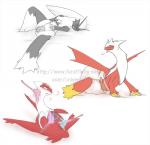 beta_design blush breath clean_diaper cleaning_tool clothing diaper feather_duster female fusion genitals lying on_back panting pussy simple_background solo tongue tongue_out white_background yellow_eyes craymin nintendo pokemon blaziken erhawk generation_3_pokemon latias legendary_pokemon pokemon_(species) monochrome watermark