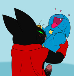 amputee anthro anus black_body black_penis blue_body blush bodily_fluids cunnilingus disability duo eyes_closed female genital_fluids genitals glans green_eyes heart_symbol humanoid_genitalia humanoid_penis leg_grab looking_pleasured male male/female oral penis pink_glans saliva sex simple_background spread_legs spreading stand_and_carry_position standing standing_sex sweat tongue tongue_out vaginal vaginal_fluids vein veiny_penis vulva young young_anthro kiffy_(artist) cartoon_network mao_mao:_heroes_of_pure_heart adorabat sheriff_mao_mao_mao bat domestic_cat felid feline felis mammal absurd_res archived_source hi_res