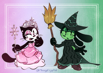 anthro broom cleaning_tool clothing duo female female/female flying_broom hat headgear headwear holding_broom holding_cleaning_tool holding_object holding_wand long_sleeves one_eye_closed open_mouth puffy_sleeves wand witch_hat toonycryptid disney hellaverse fanny_cottontail ortensia domestic_cat felid feline felis lagomorph leporid mammal rabbit digital_drawing_(artwork) digital_media_(artwork) hi_res tagme