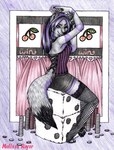 alternative_fashion anthro clothing corset dipstick_tail female fishnet_clothing goth legwear lingerie markings solo stockings tail tail_markings topwear rhythm-runner wolfen canid canine canis mammal wolf