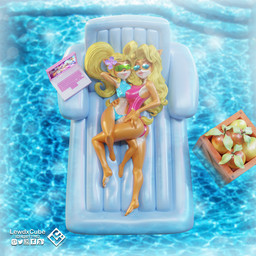 accessory anthro big_breasts big_butt black_nose blonde_hair blue_clothing blue_swimwear breasts butt clothing computer duo electronics eyelashes eyeshadow eyewear feet female flower flower_in_hair fur hair hair_accessory hand_around_waist hand_behind_head high-angle_view laptop lips lipstick long_hair looking_at_viewer lying makeup on_back one-piece_swimsuit orange_body orange_fur pink_clothing pink_eyeshadow pink_lipstick pink_swimwear plant ponytail small_breasts smile sunglasses swimming_pool swimwear tan_body tan_fur thick_lips thick_thighs tongue tongue_out two-piece_swimsuit wide_hips lewdxcube activision crash_bandicoot_(series) coco_bandicoot tawna_bandicoot bandicoot mammal marsupial 1:1 3d_(artwork) absurd_res digital_media_(artwork) hi_res