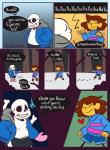 ambiguous_gender bone clothed clothing eyes_closed hair heart_symbol male skeleton text plumfsh undertale undertale_(series) frisk_(undertale) sans_(undertale) animated_skeleton human humanoid mammal undead comic english_text hi_res